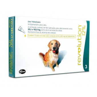 Revolution Cães 20,1 a 40 kg - 1 pipeta Revolution Cães 20,1 a 40 kg - 1 pipeta